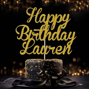 Cake Topper Personalizzato Glitter 950GSM Buon Compleanno Qualsiasi Nome Cake Topper - Foto 1 di 16