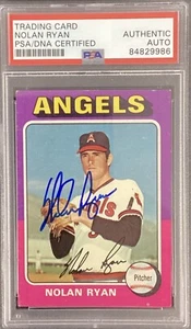 Nolan Ryan Signed 1975 Topps #650 Baseball Card Angels HOF Autograph PSA/DNA - Picture 1 of 2
