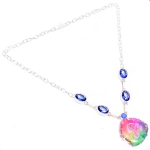 Rainbow Solar Quartz Tanzanite Fashion Jewelry 925 Silver Necklace 20" ARN-526 - Picture 1 of 3