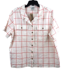 Duluth Trading Camp Hemd Damen XL elfenbein orange kariert Artisan Hanf ungesteckt NEU - Bild 1 von 6