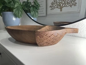 Vintage Wood Tray Trinket Dish Crate And Barrel Acorn Boho Shabby Chic Decor - Picture 1 of 11
