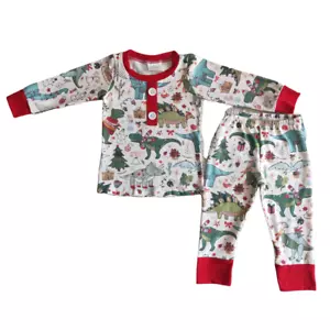 Juego de pijamas de manga larga dinosaurio para niños 2 piezas ropa de dormir navideña - Imagen 1 de 1