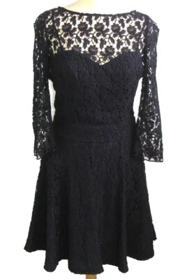 Reiss - Vestido Elegante Bordados Encaje Azul Marino T 8 UK 4 Ee.uu - Exclusivo - Imagen 1 de 4