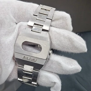 BULOVA RED LED WRISTWATCH BIG BLOCK ACCUQUARTZ ORIGINAL BAND STAINLESS CASE ONLY - Picture 1 of 9