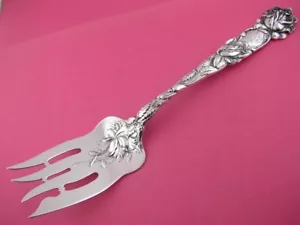 Sterling Silver ALVIN 9" large pierced Meat Serving Fork BRIDAL ROSE 1903 - Picture 1 of 7