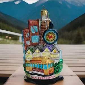 Neu San Francisco Kalifornien Weihnachten mundgeblasen Glas Ornament Fisherman Wharf - Bild 1 von 8