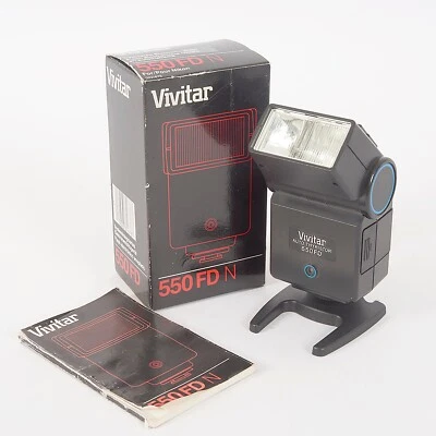 VIVITAR AUTO THYRISTOR 550FD N TILT HEAD FLASH GUN For NIKON BOX & MANUAL-TESTED - Image 1 of 4