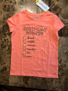 Cat & Jack Girls Birthday Wishes T Shirt NWT Size XS (4/5) Pink - Picture 1 of 4