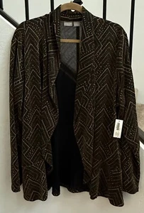 NWT Travelers Chico's Sz 4 (XXL) Black Gold Jacket Travelers Lurex - Picture 1 of 8