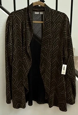 Chaqueta Travelers Chico's Talla 4 (XXL) Negra Dorada Travelers Lurex Nueva con Etiquetas Foto 1 de 4