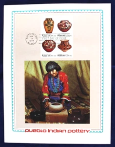 Pueblo Indian Pottery 1977 Art Print, First Day Issue #1706-09 USA 13c Stamps - Picture 1 of 5