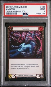 PSA 9 2023 Flesh and Blood Outsiders 183 Amnesia Rainbow Foil - Picture 1 of 2