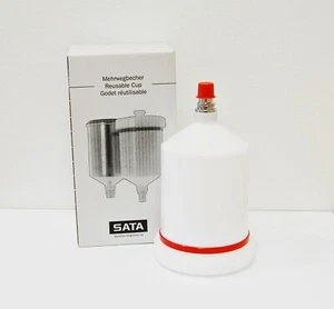 SATA jet Spray Gun Plastic Reusable Gravity Cup QCC 0.6 l 5500 5000 4000 3000 - Picture 1 of 6
