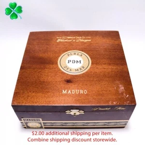 Caja de cigarros de madera vacía Perla del Mar Doble Toro Maduro 7,5" x 7" x 3,5" - Imagen 1 de 11