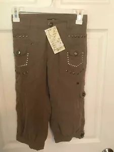 "NEW" Truly Me by Hannah Banana Studded Olive Cargo Capri Size 7 $74 retail - Picture 1 of 5