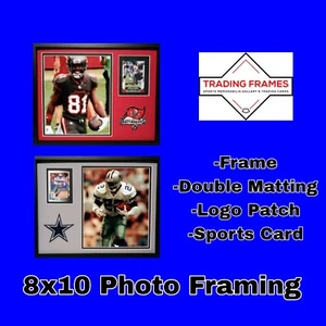 Marco de fotos personalizado - Foto de 8x10 con parche de logotipo marco de exhibición de tarjetas deportivas H - Imagen 1 de 9