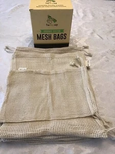 Organic Cotton Mesh Bags | Reusable Vegetable Produce Bags | Zero Waste (9-pack) - Picture 1 of 3