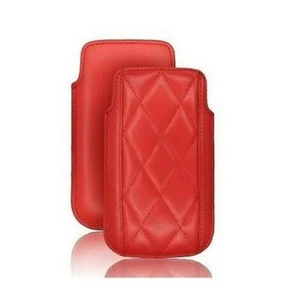 Housse Etui Pochette aspect CUIR Losanges IPHONE 4 4S Rouge - Photo 1 sur 1