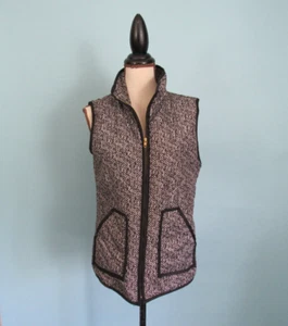 Size: S SANJOY Herringbone Print Vest Zip-up Pockets Collar Women - Picture 1 of 10