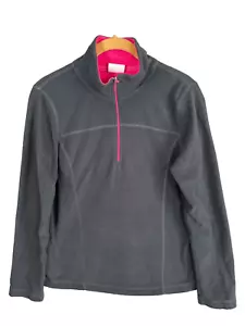 Danskin Womens Athletic Pullover 1/4 Zip Gray Pink Small Long Sleeve Fleece - Picture 1 of 8
