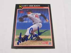 Scott Erickson Score 1991 Autographed Baseball Card 