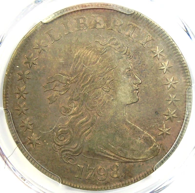 1798 Draped Bust Silver Dollar $1 Coin - Certified PCGS XF45 EF45 - $7,250 Value - Image 1 of 4