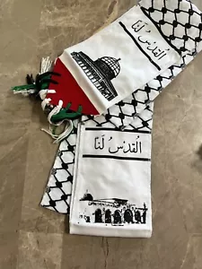 Palestine Scarf Kuffiya Scarf Jerusalem Aqsa Scarf With Flag Lots Of 2 - Picture 1 of 9