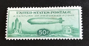 US Scott #C18 H 1933 Zeppelin 50 Cent Air Mail Stamp Cat $75 Century Progress - Picture 1 of 3