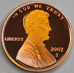 2007 S GEM PROOF DCAM LINCOLN MEMORIAL CENT - Picture 1 of 5