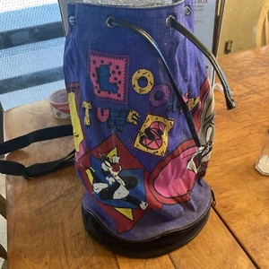 1993 Vintage Looney Tunes bucket backpack bag Tweety bird Bugs Bunny Sylvester - Picture 1 of 8