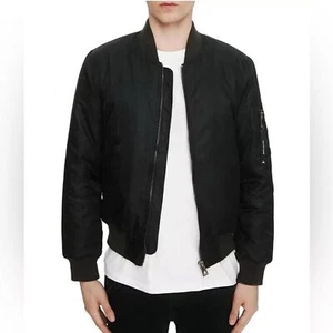 Bomber Eleven Paris nero nylon zip davanti puffer taglia XL - Foto 1 di 10
