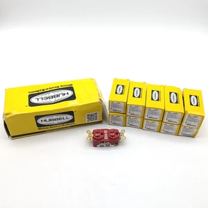 Hubbell HBL5362R Industrial Grade Duplex Receptacle NEMA 5-20R | Red | Box of 10 - Picture 1 of 9