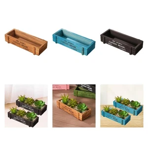 Wooden Planter Box Rectangular Retro Creative Succulent Plant Container for - Picture 1 of 17