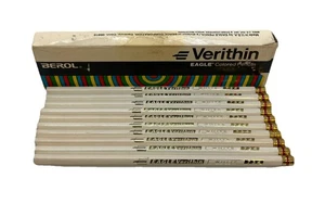 Weißer Verithin Adler Farbstifte Vintage Berol 734 in Box 10 Made in USA ANSEHEN - Bild 1 von 24