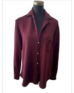 Frank & Eileen Damen Med Triple Fleece Eileen Button Down Sweatshirt Burgund - Bild 1 von 7