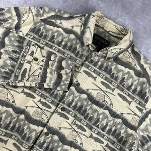 Vintage Woolrich AOP Chamois Style Shirt Southwestern Fish Print Size Men's XL - Picture 1 of 10