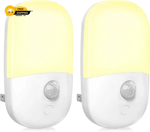 MAZ-TEK Plug in Motion Sensor Dimmable Night Light, Soft Warm White LED,2 Pack - Picture 1 of 8