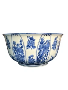 Vintage Large Blue and White Peacock Bowl From Bloomingdale’s - Picture 1 of 6