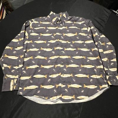 Crossings Shirt Mens Large Rainbow Trout Casual Pocket Button Down Long Sleeve - Image 1 of 4