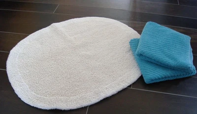 Badezimmer-Teppich zweiseitig "KLEINE WOLKE" Hellbeige, ca. 66 x 55 cm, oval - Bild 1 von 4