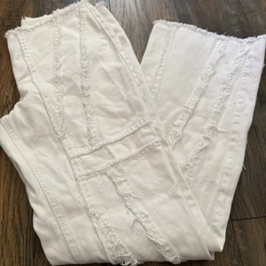 Vtg NewPort News Jeanology White Funky Fray Festival Boho Hippie Women’s Sz 12 - Picture 1 of 12
