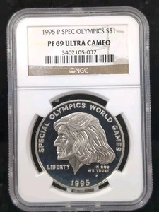1995-P Silver $1 Comm. NGC PF 69 Ultra Cameo Special Olympics 5966 - Picture 1 of 2