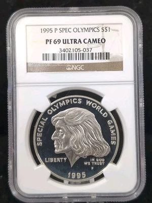 1995-P Silver $1 Comm. NGC PF 69 Ultra Cameo Special Olympics 5966 - Image 1 of 2
