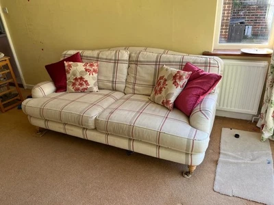 Laura Ashley, Lynden, check pattern Biege/red (natural), 3 Seater Sofa - Image 1 of 2
