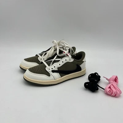 Nike Jordan 1 Low Travis Scott Shoes Youth Size 12C Olive Cactus Jack DO5442-200 - Image 1 of 4