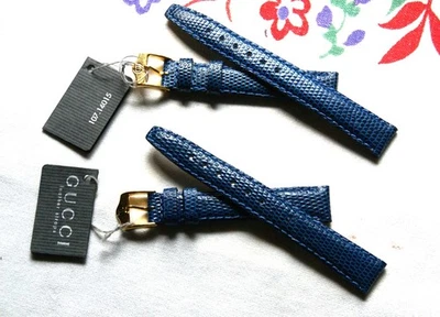 New Gucci 14 MM Dark Blue Lizard Grain on Genuine Leather Band - Regular - Image 1 of 2