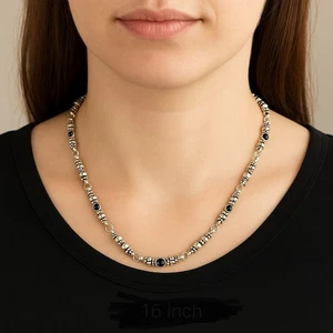 Lagos Kaviar Onyx, Silber & 18 Kt Gold Halskette - Bild 1 von 7