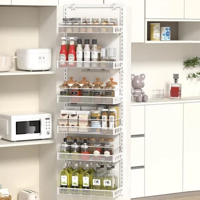 TOPWE Portaoggetti Sopra Porta, Organizzatore Dispensa Regolabile a 6 Livelli Bianco  - Immagine 1 di 4