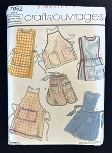 Simplicity 7052 Set of Aprons w/6 Styles Vintage 1985 Pattern size S-M-L Uncut - Picture 1 of 2