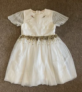Mini Boden Swan Tulle Dress Party White/gold Girls 4-5yrs - Picture 1 of 5